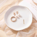 Ceramic Jewelry Tray, White Initial L Personalized Jewelry Dish by GIVITASOT