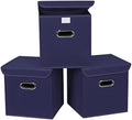 Closet Organizers Fabric Storage Bins With Lids Collapsible Cube Storages Organizer Basket With Handles,Storage Boxes for Clothes Storage,Office,Toys,3 Pack,（Navy Blue by SEVENDOME