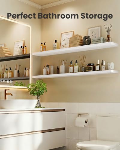 Amada 47.2" Floating Shelves for Wall Decor & Storage, Set of 3, White - Image 6