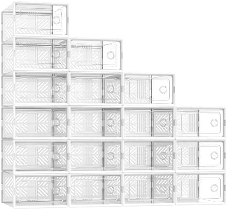 SONGMICS Stackable Shoe Boxes, Foldable, Ventilated Clear, Set of 18 by Unknown