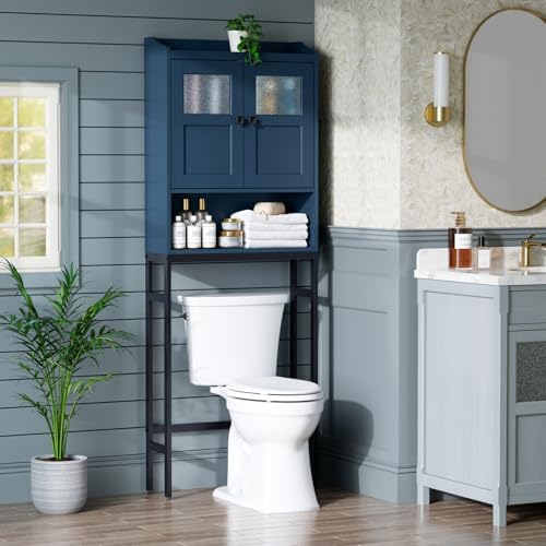 Over The Toilet Storage, Bathroom Storage Cabinet Over Toilet, Above Toilet Storage with Double Doors and Soft Hinges Over Toilet Storage Shelf Over The Toilet Storage Cabinet (Ultramarine) - Image 5