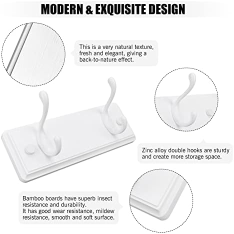 Badiano Heavy Duty Wooden Coat Rack, Wall-Mounted Organizer, 9 Inch, White - Image 4