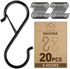 20 Pcs S Hooks for Hanging Heavy Duty, Metal S Hook with Safety Buckle by Welcometobuy%EF%BC%81