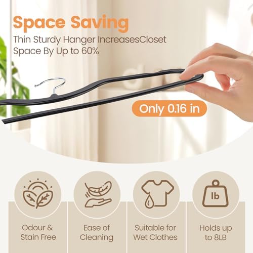 Plastic Short Neck Hangers 20 Pack Ultra-Thin Space-Saving ABS 360° Swivel Hook Ideal for Closet Organization Fits Coats Shirts Dresses & More (20, Black) - Image 3