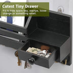 Key Holder Wall Mount, Wooden Key and Mail Organizer, Black - Image 4