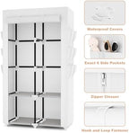 VTRIN Portable Closet Wardrobe Closet for Hanging Clothes with 4 Storage Shelves, 2 Hanging Rods and 6 Pockets, Stable and Easy Assembly Clothes Rack with Cover Free Standing Closet White - Image 4