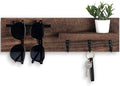 Key Holder for Wall, Decorative Entryway Shelf with Hooks Holds Keys, Dog Leash, Sunglasses – Key Hanger with 3 Hooks Organizes, Enhances Home Decor (15” x 4.5” x 2.6”) (Brown) by Lucundm