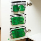 Sinnsally 3 Pack Cabinet Door Organizer,Self Adhesive Lid Organizers Inside Cabinet Storage Boxes,Hanging Storage Basket Organizer Wall Mounted Pantry Caddy Cup Holder for Kitchen,Fridge,Bathroom - Image 3
