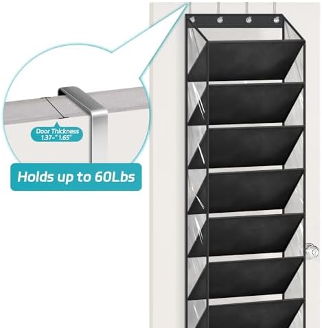 AOODA 10 Tier Clear Over the Door Shoe Organizer Storage, Deep Pockets Large Hanging Shoe Rack for Closet Door, Fit 20 Pairs Shoe Holder Hanger for Sneakers, Boots (Black) - Image 6