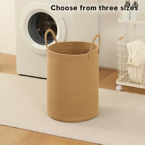 Laundry Basket Hamper Tall Rope Storage Woven for Blanket toys Dirty Clothes in Living Room Bathroom Bedroom (Jute Brown, 60L/15.8Gal) - Image 2