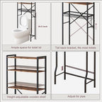 Over The Toilet Storage Rack, 4-Tier Bathroom Organizers and Storage with Adjustable Shelf, Freestanding Above Toilet Shelves for Bathroom & Laundry, Space Saver, Brown - Image 3