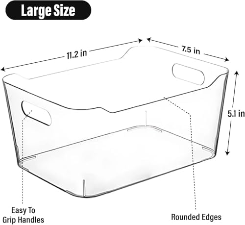 CONTROL KITCHEN Clear Plastic Storage Bins for Kitchen Organization or Pantry Organizers and Storage, Freezer Organizer Storage Containers Bin for Organizing Refrigerator Cabinet Organizers (8, Large) - Image 2