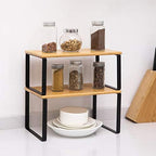 NEX Kitchen Cabinet and Counter Shelf Organizer, Stackable & Expandable, Black and Natural - Image 2