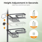 HAMITOR Corner Shower Caddy, 4-Tier Shampoo Shelf Tension Pole, 47-123 inch - Image 4