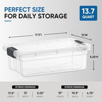 Superio 13.7 Qt Clear Plastic Storage Bins with Lids and Latches, Organizing Containers, Stackable Plastic Bin for Home, Garage, School, and Office - Image 3
