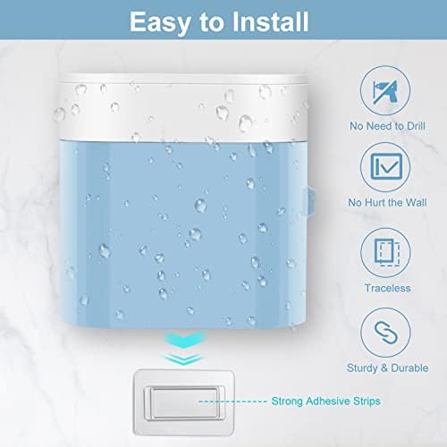 GFWARE Wall Toothbrush Holder and Toothpaste Dispenser with Cover, Blue - Image 2