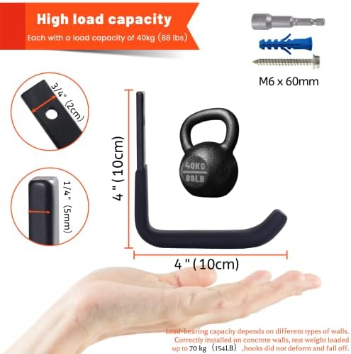 4 Inch Garage Hooks Heavy Duty, Utility Wall Mount Ladder Hooks - Image 4