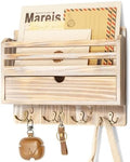 Rebee Vision Farmhouse Mail Organizer Wall Mount for Entryway, Natural Wood by REBEEVISION
