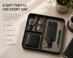 Leather Valet Tray for Men, Premium Faux Leather Nightstand Organizer with Covered Storage, Catchall Tray for Wallet, Watch, Keys, Phone, Glasses & Everyday Essentials - Image 7