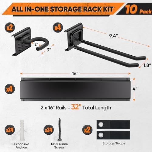 Nacial Heavy Duty Garden Tool Organizer Metal Wall Mount, 32 inches - Image 5