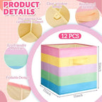 Yinder 12 Pcs Cube Storage Bin Rainbow Colorful 10.5''x10.5''x11'' Storage Bins for Playroom Decor Colorful Bins for Kids Foldable Baskets for Nursery Organizer Boxes Fabric Boxes - Image 3