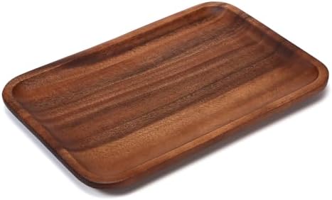 2PCS Serving Wood Valet Tray for Men Women, Catch All Acacia Mens Key Dump Bedside Nightstand Organizer EDC Decorative Wooden Tray for Phone Watch Wallet Keys - Image 2