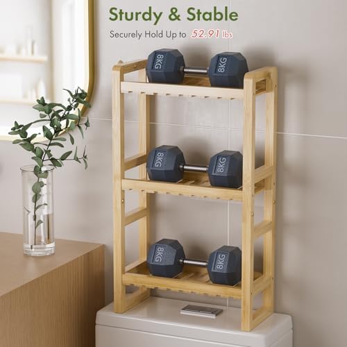 AmazerBath Bamboo Over The Toilet Storage Shelf - 3-Tier Bathroom Organizers and Storage Shelves, 2 in 1 Dual Stable Above Over Toilet Bamboo Shelf Home Storages Rack for Small Bathroom, Space Saver - Image 5