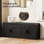 Homleke Shoe Storage Bench, 4 Doors & Thickened Padded Seat Cushion - Image 5
