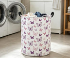 ESSME Butterfly Laundry Basket,Hamper Collapsible Canvas Waterproof Storage Bin,Gift Baskets,(Purple Butterfly) - Image 4