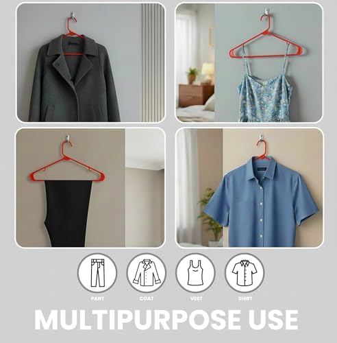 Utopia Home Plastic Hangers 50 Pack – Built-in Strap Hooks Red | Space saving | Durable & strong | Closet organizer | Clothes hangers | Ideal for shirts, pants, skirts & coats - Image 4
