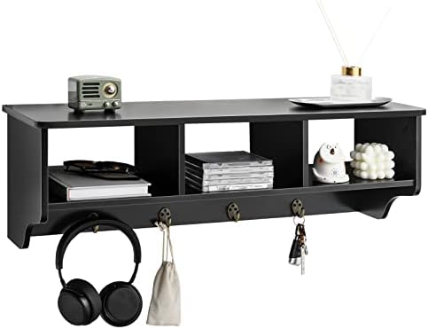 GIANTEX Coat Rack with Hooks Wall Mount, Wall Cubby Organizer with 4 Hooks by Giantex