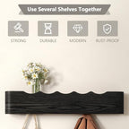 Wall Mounted Coat Rack with Shelf, Wooden Entryway Organizer with Hidden Metal Hooks for Hanging Coats Bags Keys, Modern Floating Shelf for Hallway Bathroom - Image 6