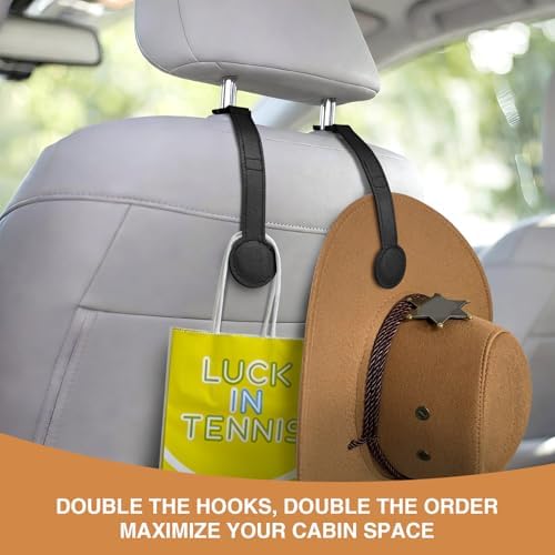 2-Pack Magnetic Cowboy Hat Holder for Truck, Leather Hat Rack Clip for Car Headrest, Travel Hat Hanger Organizer, Strong Grip Keeps Shape, Space-Saving Car Accessories ﻿ - Image 6