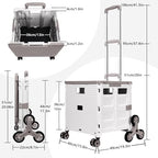 Foldable Utility Cart with Stair Climbing Wheels,Collapsible Rolling Crate with Magnetic Lid Telescopic Cover,Adjustable Telescoping Handle,360° Rotate Wheel Hand Cart for Teacher Shopping Moving - Image 7