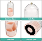 QIYVLOS Toothbrush Holders with Sliding Lid, Rotating 3 Slots Bathroom Organizer Countertop, Tooth Brush Toothpaste Holder Bathroom Counter Stand Sink Organizer Caddy for Makeup Brushes Holder (Pink) - Image 5