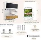 Mail Organizer Wall Mounted with Key Holder, Shelf, Ivory White - Image 2
