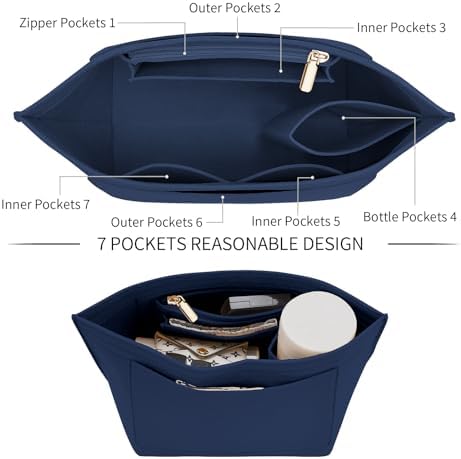 LOUKAYCCI Felt Purse Organizer Insert for Longchamp Le Pliage S Handbag Insert (Dark Blue, Small) - Image 6