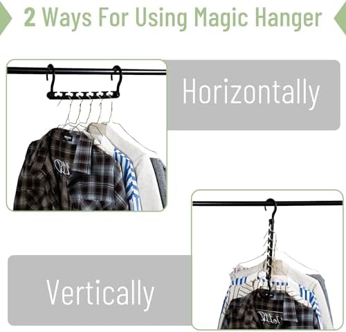 Mr. Pen- Space Saving Hangers for Clothes, 20 pcs, Black | Plastic Multi Clothes Hangers Space Saving, 6 Slots, 360° Rotating Hooks - Image 4