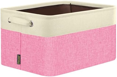 BALEINE 1 Pack Fabric Closet Storage Bins for Shelves, Linen Closet Organizers and Storage, Decorative Baskets for Organizing, Shelf, Clothes, Home, Office (Pink, 14''x10''x8.5') by BALEINE