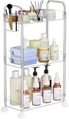 SPACEKEEPER 3 Tier Acrylic Storage Rolling Cart Clear Bathroom Cart Organizer, Transparency Laundry Room Organization Mobile Shelving Unit Multifunction Rolling Utility Cart for Office Living Room by SPACEKEEPER
