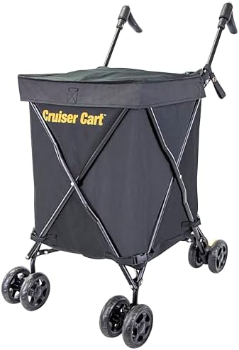 dbest Products Cruiser Cart Urban 360 Folding Shopping Grocery Collapsible Laundry Basket on Wheels Foldable Utility Trolley Carrito de Compras by dbestproductsInc