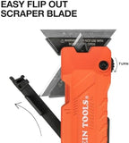 Klein Tools 44306 FLICKBLADE 2-in-1 Folding Utility Knife and Scraper with Built-In Blade Storage, Dual Locking Positions, Includes 3 Triple-Ground Carbon Steel Blades - Image 4