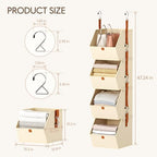 Homsorout Hanging Closet Organizer 4 Tier - Clothes Hanging Shelves, Space-Saving Closet System, Fabric Storage Bins Bedroom Organization, Collapsible Baskets for Home, Dorm, Rv, Beige, 8 Pack - Image 7