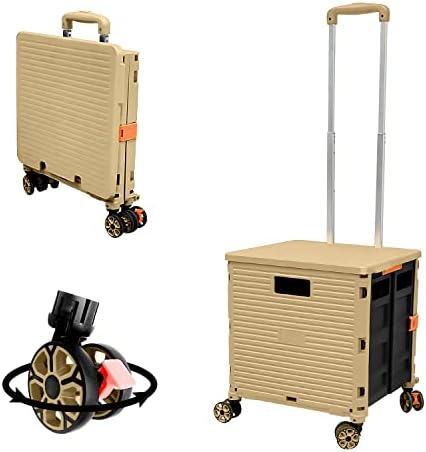 FELICON SELORSS Foldable Utility Cart Folding Portable Rolling Crate-Khaki by FELICON