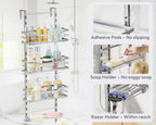 SWTYMIKI Over the Door Shower Caddy - 4 Tier Adjustable Shower Organizer Hanging with Soap Holder, No Drilling Stainless Steel Bathroom Rack Hanging for Body Wash, Shampoo, Soap, Razor, Silver - Image 6