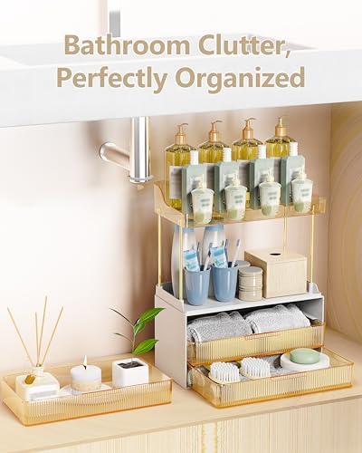 Anylady Bathroom Organizers and Storage, Makeup Organizer (Sturdy Durable Attractive), Ideal for Vanity, Countertop, Counter, Perfume, Skincare, Cabinet, Cosmetic, Dresser Organizer (Gold) - Image 6