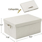 HOONEX Foldable Storage Bins with Lids, 2 Pack, Storage Boxes with Carrying Handles and Sturdy Heavy Cardboard, 16.5" L x 11.8" W x 7.5" H for Shoes, Books, Clothes, Beige - Image 5