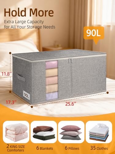 90L Rigid-Structured King Size Comforter Storage Bags, 4Pack, Gray - Image 2