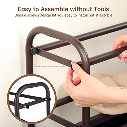 Gonfoam Expandable 2-Tier Shoe Rack for Closet and Entryway, Bronze - Image 4