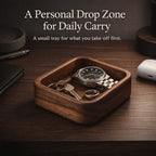Walnut Wood Ring Tray 3.86 Inch, Mini Valet Tray for Daily Carry, Solid Wood Drop Zone for Keys Watch Jewelry, Bedside Desk Entryway Catchall - Image 3